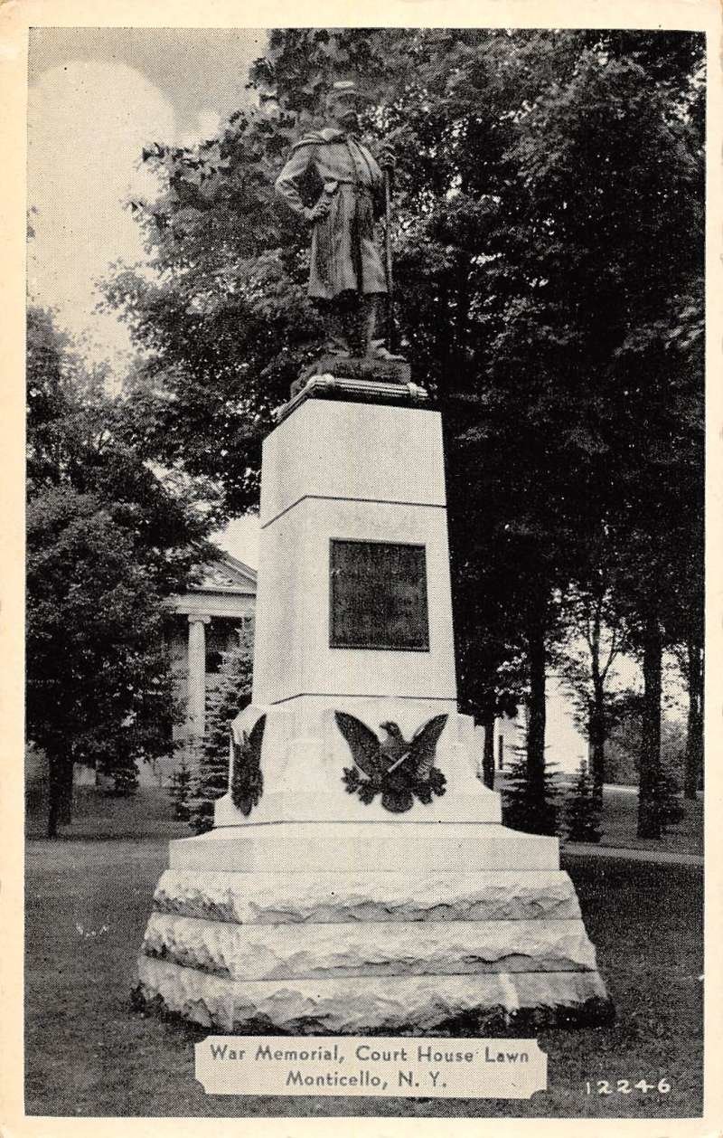 One of two Monticello monuments to the soldiers and sailors of the 143rd Regiment.